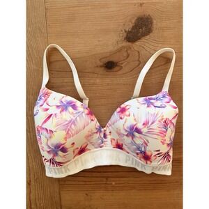 Victoria Secret Pink Floral Wear Everywhere Wireless Lightly Lined Size 34D